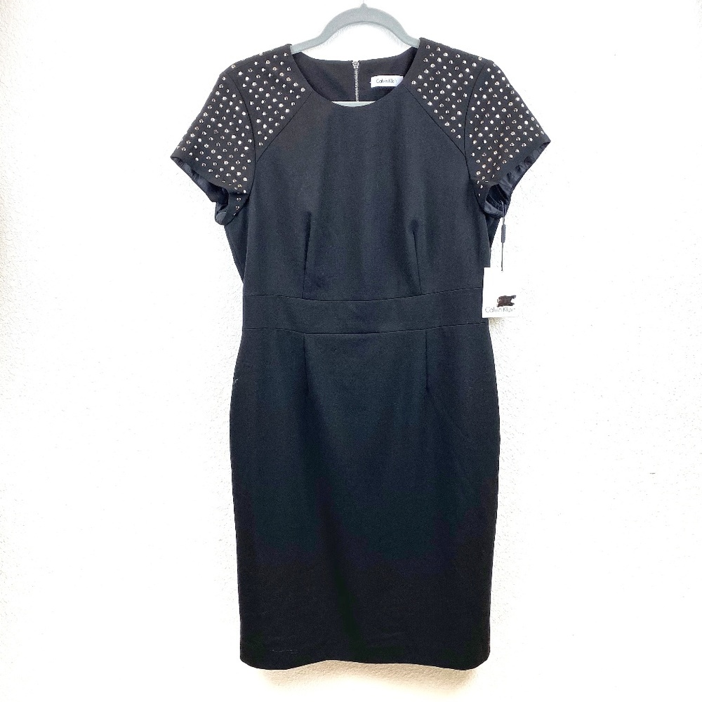 NWT Calvin Klein Black Gold Studs Dress Size 10